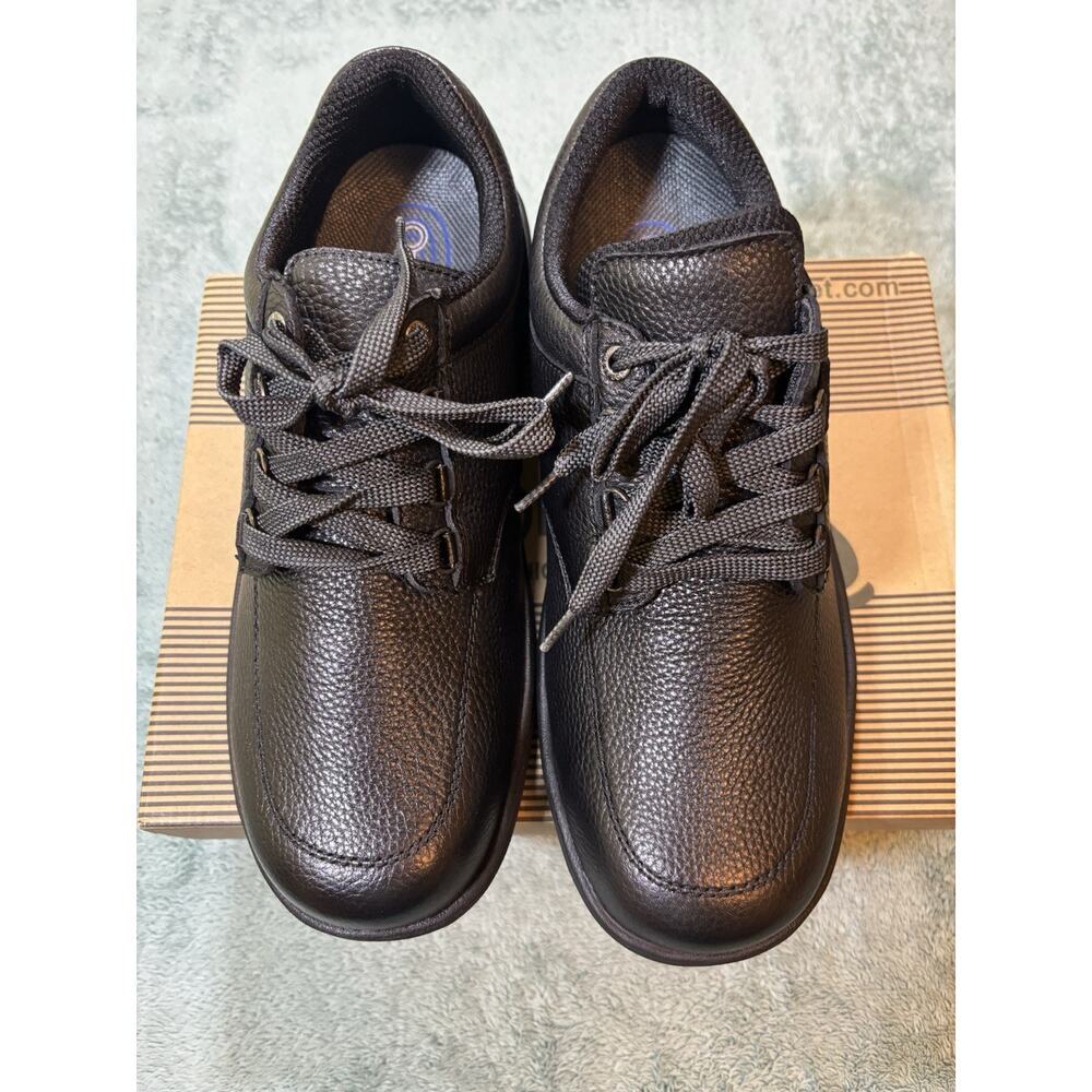 Orthofeet Men's Wide Orthopedic Leather Sneakers Black Arch Support 10 2E